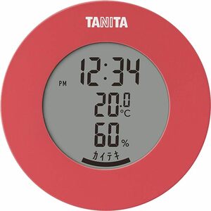 タニタ(Tanita) 温湿度計 時計 温度 湿度 デジタル 卓上 マグネット ホワイト ピンク TT-585 PK