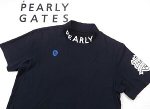 ★美品★PEARLY GATES パーリーゲイツ / PG89 ロゴ入りネック 半袖 モックネックシャツ / サイズ５