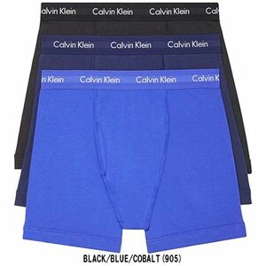 ※訳あり アウトレット Calvin Klein(カルバンクライン)ck ボクサーパンツ 3枚セット 前開き NB2616 BLACK/BLUE/COBALT(905) Mサイズ
