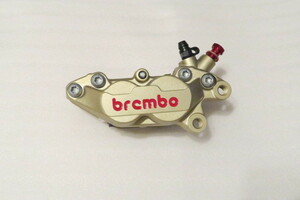 新品 brembo 新型ブレンボ４POTキャリパー ＧＯＬＤ アルミ削り出しレッドアルマイトバンジョーボルト付き。ブレンボ本物
