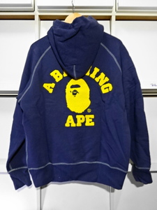 初期 BAPE【M】カレッジロゴ 刺繍 ジップパーカー A BATHING APE（ア ベイシング エイプ）NIGO 猿顔 APE HEAD アーカイブ ヴィンテージ