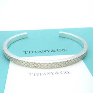 【送料無料】 極希少 美品 Tiffany&Co. ティファニー スタッズ シルバー カフ メンズ ブレスレット ダイヤモンド ポイント バングル HS74