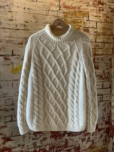 70s Remo TURTLE NECK ARAN SWEATER HAND KNIT ヴィンテージ ビンテージ タートルネック アランセーター ハンドニット ITALY 60s