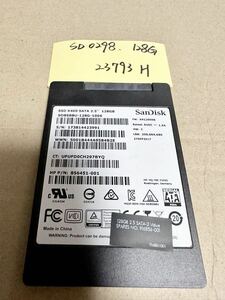 SD0298【中古動作品】SunDisk 内蔵 SSD 128GB /SATA 2.5インチ動作確認済み 使用時間23793H