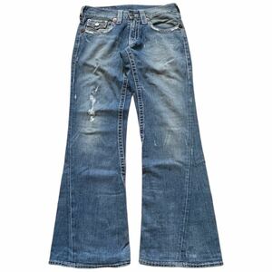 Rare 00s TRUE RELIGION distressed flare denim pants archive collection vintage made in USA トゥルーレリジョン フレアデニムパンツ