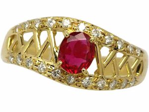 タサキ K18 ルビー ダイヤモンドリング 4.9g 17号 GIA鑑別書付き　Jewelry TASAKI Ruby0.48ct Dia0.23ct Ring