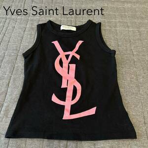 Yves Saint Laurent イヴ・サンローラン タンクトップ YSL ロゴ ブラック ピンクノースリーブ