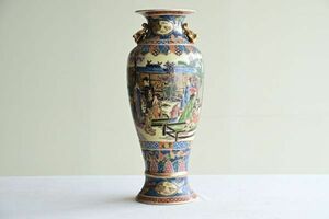 【古美術】薩摩焼 大型 花瓶 床飾 インテリア ディスプレイ 豪華絢爛 いっちん 古玩 古陶磁