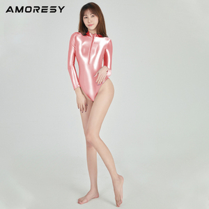 ・送料390円 AMORESY Lachesis ロングアーム レオタード コスプレ レースクイーン水着 競技ダンス新体操仮装 コスチューム 011(PINK)Ｌ