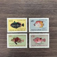 外国切手　モザンビーク　1951　魚　4種