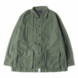 DESCENDANT ディセンダント シャツ サイズ:2 19SS バックサテン オーバーサイズ ミリタリー シャツ DWU SATIN LS SHIRT オリーブドラブ