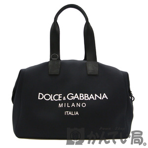 16109 DOLCE＆GABBANA【ドルチェ＆ガッバーナ】パレルモ テクニコ ボストンバッグ ネオプレン×ラバー ブラック 黒 ドルガバ 鞄【中古】