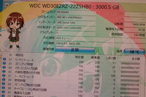 WDC WD30EZRZ-22Z5HB0 3TB HDD 5400RPM 95回 334時間 3.5インチ SATA フォーマット確認のみ#BB02136