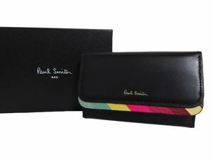 新品未使用 正規品 ポールスミス Paul Smith PAUL SMITH 名刺入れ スワールトリム 牛革 ブラック PWD682