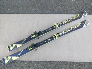 (S)◎ジャンク FISCHER/フィッシャー スキー板 RC4 WORLDCUP 165cm 板ビンディングセット ブラック×イエロー 年式不明 ＠160(2)※同梱不可
