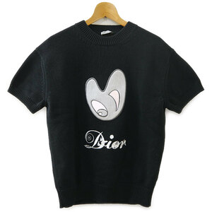 ディオール Christian Dior 半袖ニットトップス 143M656AT294 Tシャツ ケニーシャーフ 黒 ブラック S