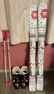 【スキーセット】ROSSIGNOL(ロシニョール ジュニアスキー板）TERRAIN GIRL KID-X【スキー:116cm ブーツ:22.0cm】スキーポール〔サイズ:80〕