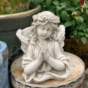 西洋インテリア 天使 祈り 祈るエンジェル プランター 花器 ガーデンオーナメント 雑貨 オブジェ 置物 フィギュリン 樹脂