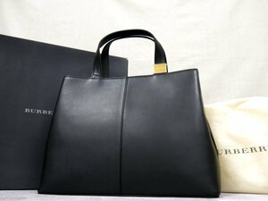 ●超美品●BURBERRY バーバリー●内ノバチェック●ロゴ金具●カーフ レザー 本革●ハンド バッグ●黒●G金具●腕掛け●B5 書類●Js45805