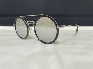 Yohji Yamamoto ヨウジ ヤマモト サングラス YY5010 001 ミラーレンズ 未使用 美品 伊達メガネ 丸型 人気 オシャレ