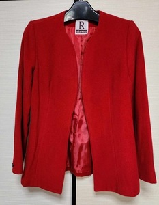  超昭和レトロ当時物 ウール オープンジャケット赤レディス美品