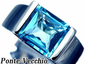 1円～【ジュエリー極】Ponte Vecchio 美しいブルーカラー！天然ブルートパーズ 高級K18WGリング a1085rllm【送料無料】