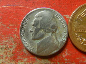 外国・USA／ジェファーソン５セント白銅貨（1942年）　240510