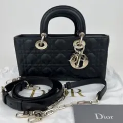 新品 DIOR ディオール LADY D-JOY スモール ラムスキン ブラック