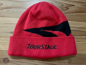 送料込み！TOUR STAGE ニットキャップ 帽子 赤 レッド ニット帽 ツアーステージ GOLF ゴルフウェア キャップ ブリヂストン