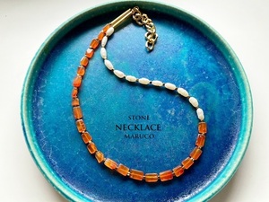 △MARUCO△NC400-589カーネリアンAPRICOT+White Pearl*天然石ネックレス *送料無料*