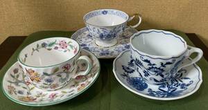 格安!! 99円スタート!! カップ＆ソーサー ブランド別 3客まとめ NARUMI BONE CHINA / MINTON HADDON HALL / Blue Danube