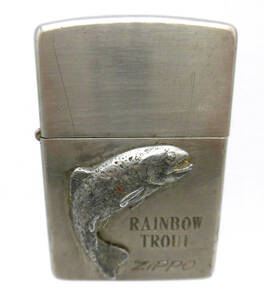 90’S ZIPPO ジッポ 1995年製 RAINBOW TROUT ニジマス シルバー オイルライター