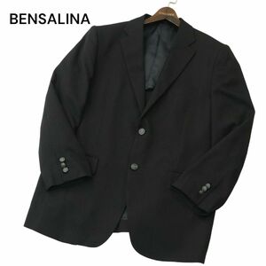 美品★ BENSALINA ベンサリナ 春夏 背抜き 刻印 銀ボタン テーラード ジャケット ブレザー Sz.L　メンズ 黒　A4T03380_4#M