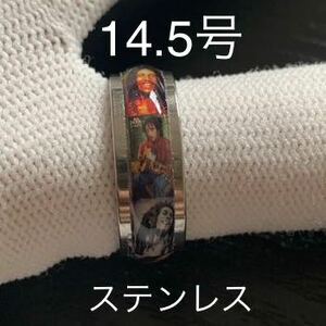 【r94】ステンレス　人物　グラフィック　リング　指輪　シルバー　14.5号