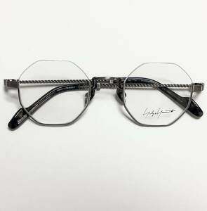 新品 Yohji Yamamoto ヨウジヤマモト メガネ 純正ケース付き 日本製 オクタゴン 八角形 Y3 アンティークシルバー