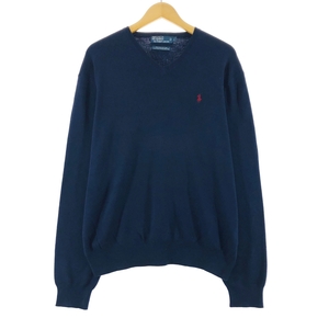 古着 90年代 ラルフローレン Ralph Lauren POLO by Ralph Lauren Vネック ピマコットンニットセーター メンズL ヴィンテージ /eaa372981