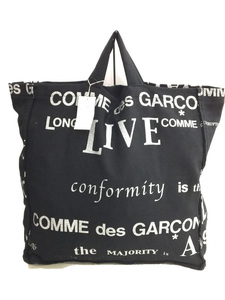 COMME des GARCONS◆GLITTER LOGO TOTE BAG/ウールギャバ/ラメプリント/BLK/GK-K202