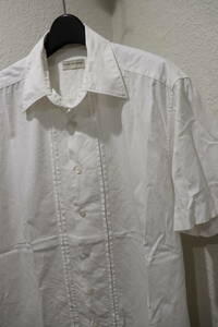 即決 2000年代初頭 DRIES VAN NOTEN ドリスヴァンノッテン Archive 初期 プリーツ装飾 半袖ドレスシャツ メンズ 46 大き目 白