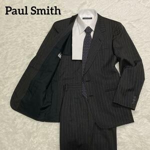 Paul Smith　セットアップ　ストライプ　ダーク　グレー　黒　ポールスミス　スーツ　極美品　ブラック　M