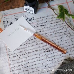 【豊かな時を共に過ごす】イギリス ヴィンテージ ガラスペン つけペン オレンジ◆◆Vintage Hand-blown Glass Dip Pen - Orange◆