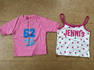 女の子用2枚セット美品ロニィRONI半袖TシャツXS90とジェニーJENNIキャミソール90タンクトップ保育園幼稚園