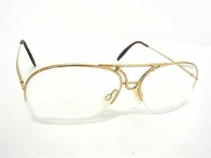 1円 ■美品■ PORSCHE DESIGN ポルシェデザイン メガネ 眼鏡 レディース ゴールド系 AV7814