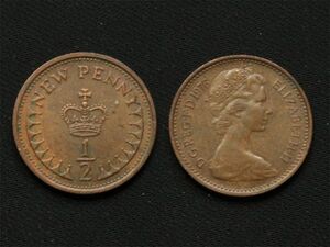 【イギリス】 1976年 1/2 ニュー ペニー 銅貨 コイン イギリス エリザベス２世 New Penny
