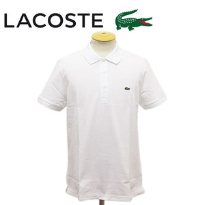 LACOSTE (ラコステ) PH7937L スリムフィット ソリッドポロシャツ 半袖 日本製 LC191 001ホワイト 6-XL