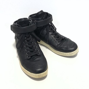 【良品】DOLCE&GABBANA ドルチェ&ガッバーナ レザー スニーカー 黒 7.5 メンズ ハイカット 