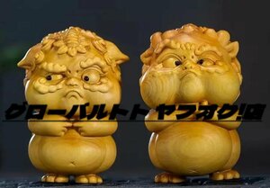 黄楊木彫刻招財貅貅のかわいいハンドルピース