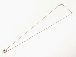K10 ピンク ゴールド クレージュ ハート ネックレス 約40cm 約1.5g ▼AC24417