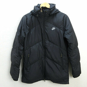 s■ナイキ/NIKE フーデッド ダウンジャケット JKT【L】黒/LADIES/208【中古】