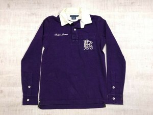 ラルフローレン Ralph Lauren 3番 ロゴ刺繍 ヘビーウェイト オールド アメカジ トラッド スポーツ 古着 長袖ラガーシャツ レディース S 紫