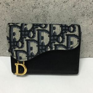 ※【ChristianDior/クリスチャンディオール】カードケース 名刺入れ ミニウォレット ジャガード レザー ブラック レディース名刺入れ 